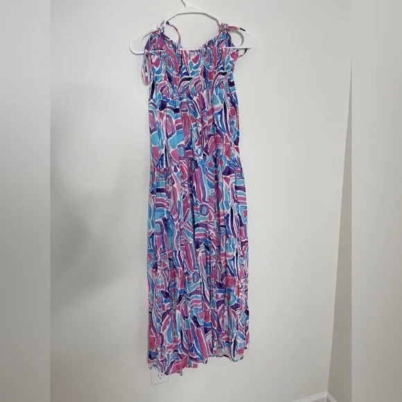 NWT Kenny Flowers Pink and Blue Maxi Sundress Resort Wear - Picture 5 of 5